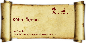 Kóhn Ágnes névjegykártya